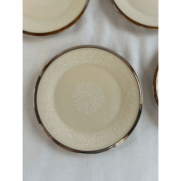 Lenox Moonspun Saucers, Gold Rimmed, Set of Six, Lenox Dishes, Make in the USA - Picture 5 of 5